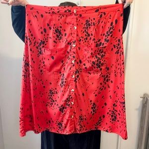 Wedneadays girl cow print animal print red silk skirt asos 22/24 plus size